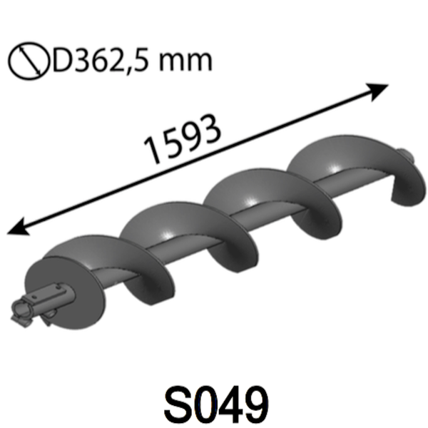 Eje espiral de 1593 mm (derecho)D362,5 mm para Albach Silvator