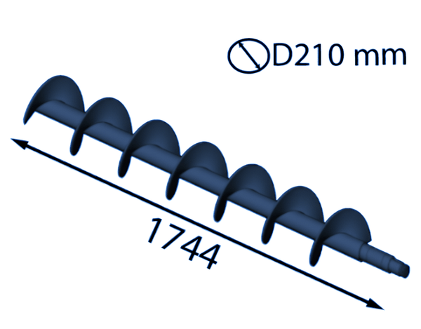 1744x210 mm Eje espiral grande (zurdo) para Eschlböck ®